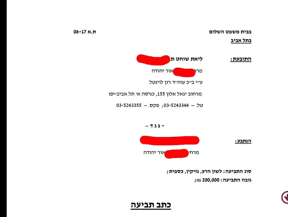 ליאת שוחט תביעת דיבה