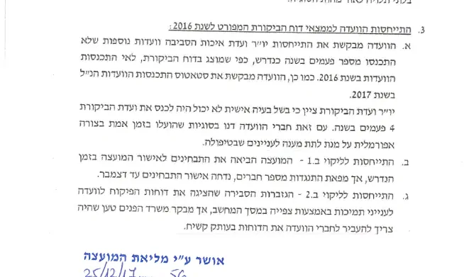 גני תקווה – ליקוים בדוח הביקורת משרד הפנים