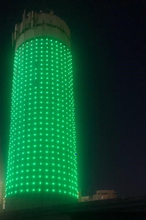 מגדל המים ירוק. צילום: דוברות עיריית קריית אונו
