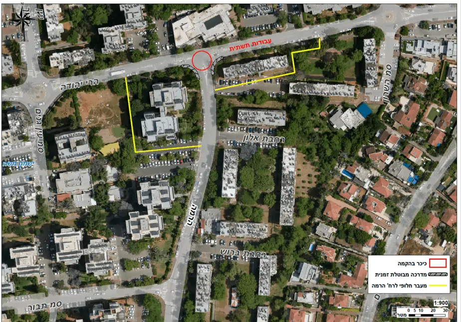 מעברים חלופיים להולכי רגל בשל העבודות בצומת הרי יהודה/הרמה. קרדיט: מתוך אתר המועצה המקומית גני תקווה