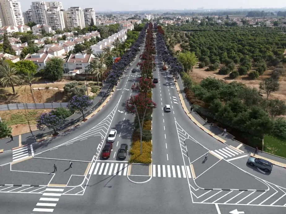 הדמיה של רחוב יגאל אלון באור יהודה. הדמיה: עיריית אור יהודה