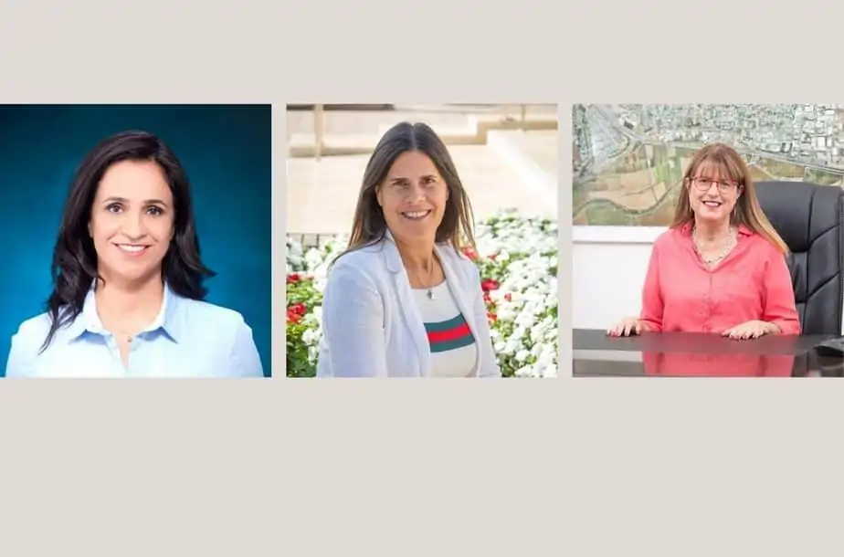 מימין לשמאל: יעלה מקליס, ליזי דלריצ'ה וליאת שוחט. צילומים: דוברות עיריית יהוד-מונוסון, דוברות מועצת גני תקווה וראובן קופיצ'ינסקי