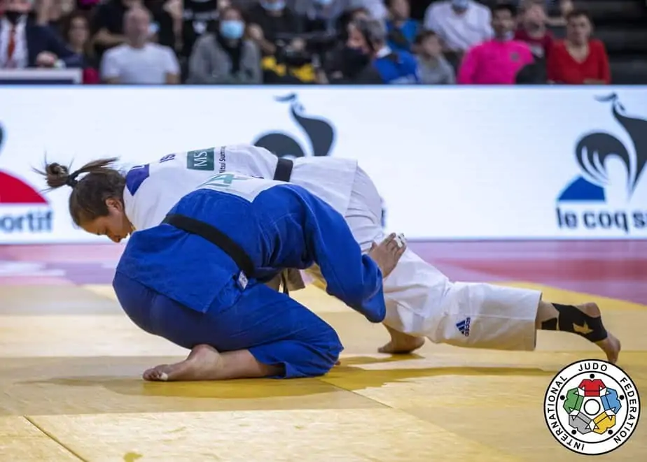 ענבר לניר בקרב מול קארן סטיבנסון. צילום: איגוד הג'ודו העולמי (International Judo Federation