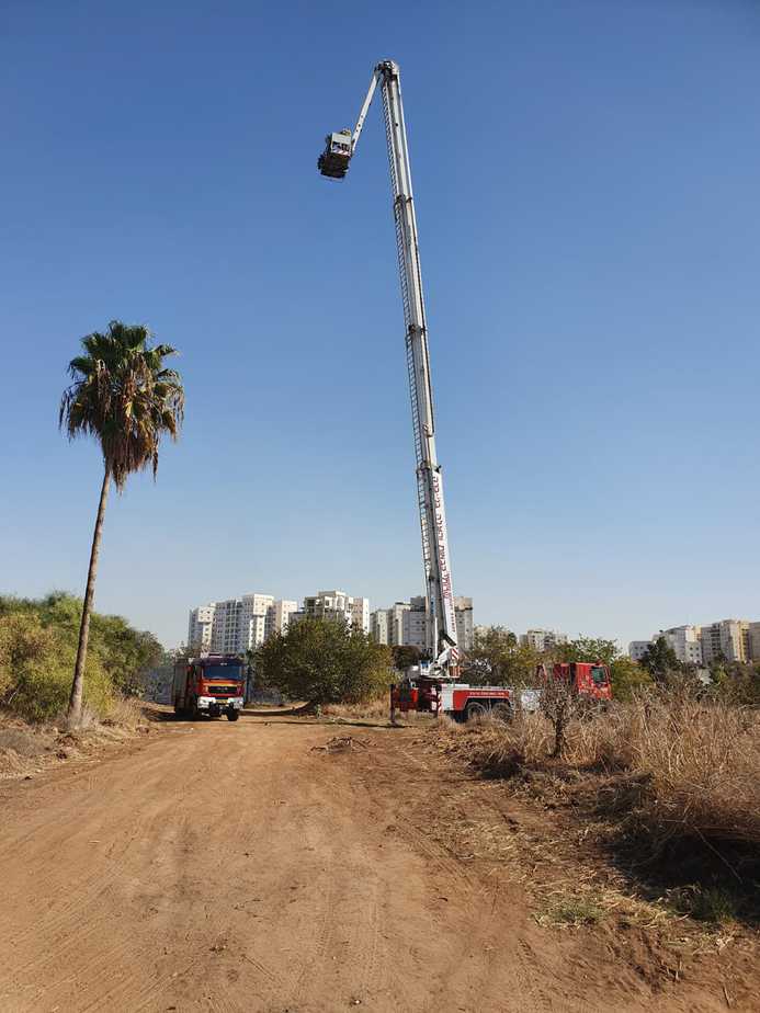 מקום השריפה בין יהוד-מונוסון לסביון. צילום: תיעוד מבצעי כבאות והצלה מחוז דן