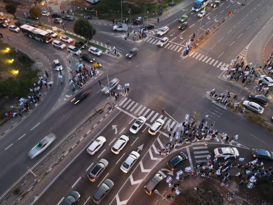 צומת סביון בשבוע שעבר. צילום רחפן ברק דור