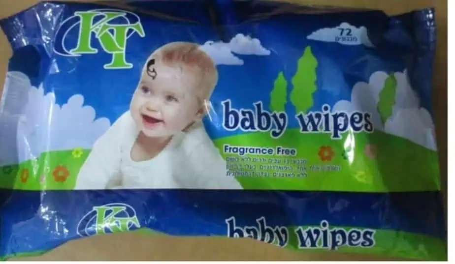 מגבוני "KT BABY WIPES". צילום: משרד הבריאות