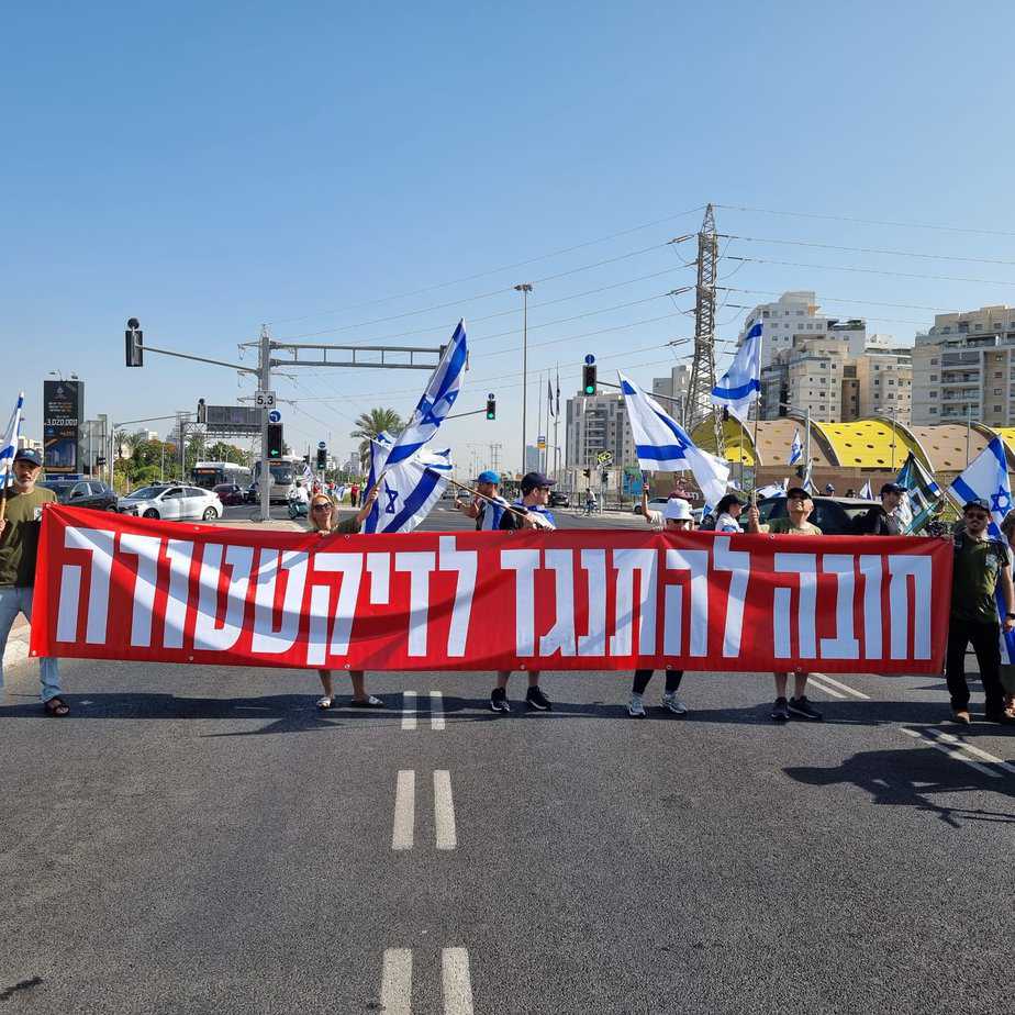 מחאה גשר מכבית. צילום: ברק דור