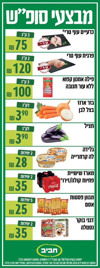 חביב מתבצעים סופ”ש 7.8-9.8.2024