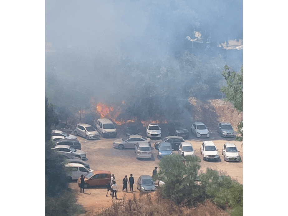 אש החלב לבעור בשדה קוצים בחניון עפר צמוד ללשכת הגיוס. צילום פרטי