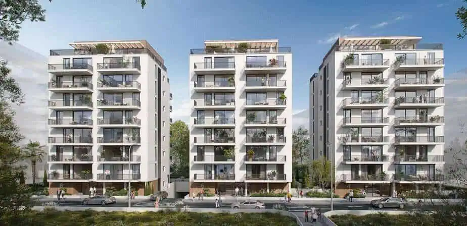 התחדשות עירונית ברחוב הפלמ"ח גבעת שמואל. הדמיה- עמית וינברג אדריכלים ומתכנני ערים