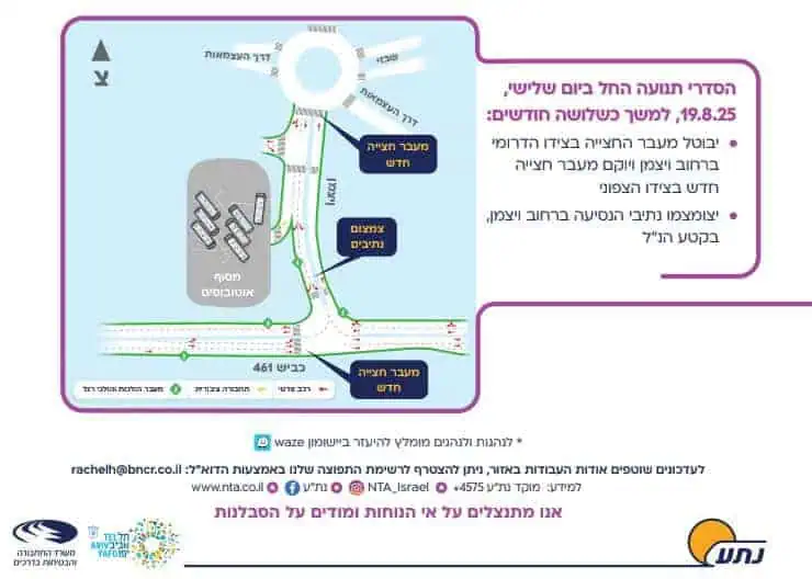הסדרי תנועה ביהוד החל ביום שלישי, 19.8.25, למשך כשלושה חודשים. צילום באדיבות נת"ע