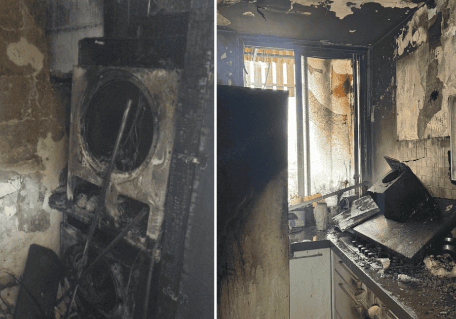 שריפה בדירה בקריית אונו. צילום: דוברות כיבוי והצלה