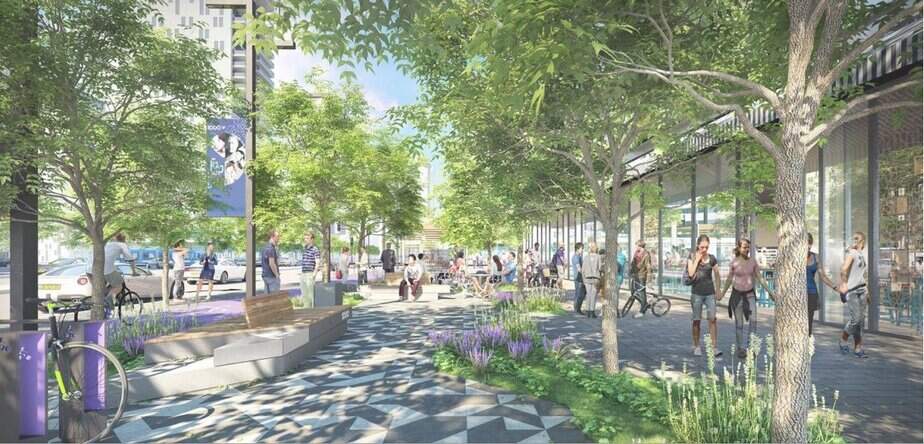 הדמיית תוכנית מע"ר דרומי יהוד-מונוסון- השדרה המרכזית. קרדיט: ניר-קוץ אדריכלים בע"מ.