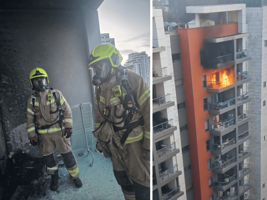 שריפה במגדלי הים התיכון גני תקווה. צילום: דוברות כיבוי אש והצלה