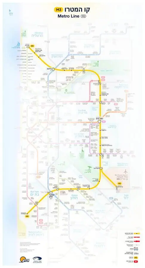 מפת קו המטרו M3.
